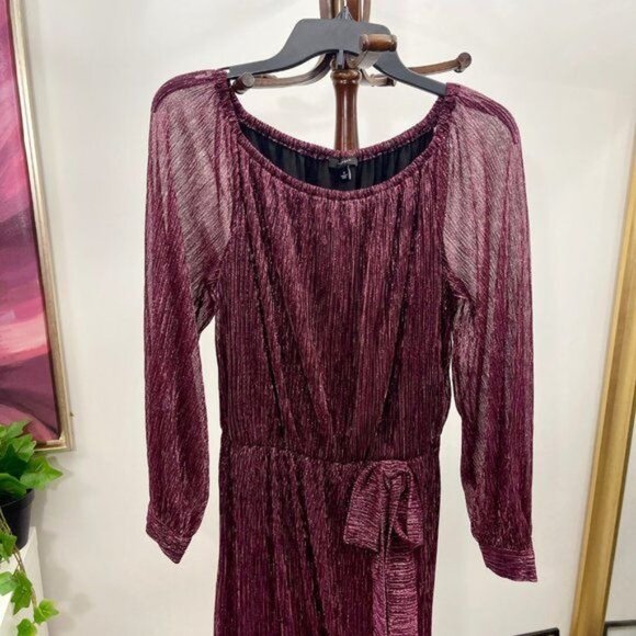 New Halogen Off the Shoulder Long Sleeve Dress in Burgandy M - Picture 6 of 9